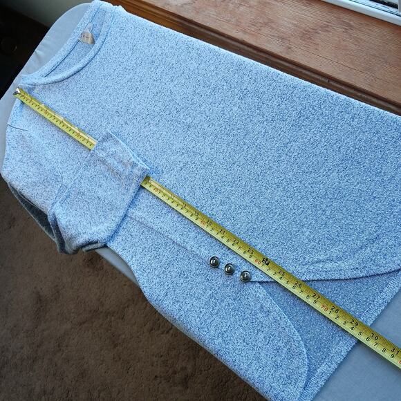 Misia Sweater Tunic Blouse XL blue-grey heather button detail long sleeve scoop - Picture 10 of 12